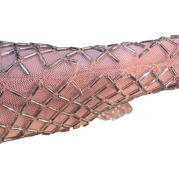 Mac Duggal Beaded Lattice Gown 93787 Rose Pink V-Neck Maxi Dress Womens 12 NEW - Picture 11 of 11